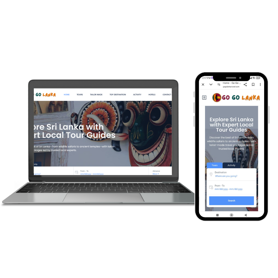 Travel website design for Sri Lanka tour company